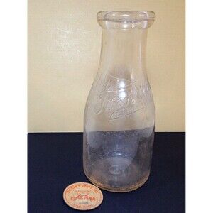 Vintage Ferndale Dairy 1 Pint Embossed Glass Bottle MTC & Cap